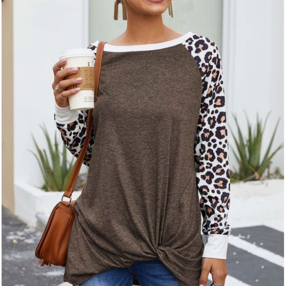 Coffee Leppard sleved tunic